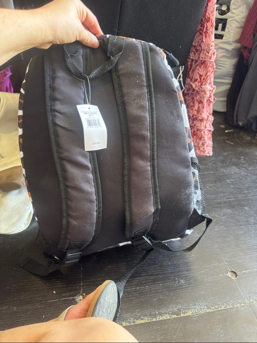 Buckle Leopard Print Travel Backpack in White, Brown, Black - Picture 4 of 4